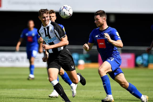 Cameron Ferguson in action for Newcastle United under-23s at Harrogate Town. (Photo credit: Frank Reid)