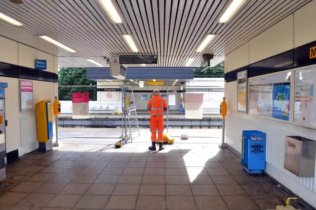 Tyne and Wear Metro gets underway with the Metro Flow project. Tyne Dock Metro Station.