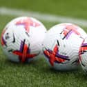 A detailed view of the Nike Flight Aerowsculpt Hi-Vis Premier League match ball prior to the Premier League match between Newcastle United and Wolverhampton Wanderers at St. James Park on March 12, 2023 in Newcastle upon Tyne, England. (Photo by Naomi Baker/Getty Images)