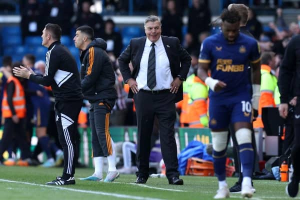 FRUSTRATIONS: Sam Allardyce reacts after Newcastle United's Callum Wilson scores Newcastle United's second penalty against Leeds United