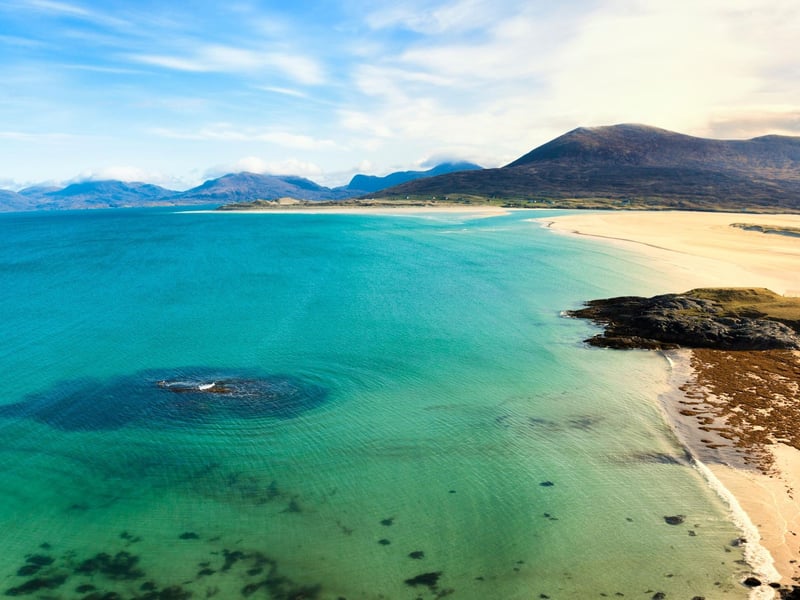Located in the Outer Hebrides, the Isle of Harris offers outstanding golden beaches and turquoise seas. Visit westharristrust.org for information on where to camp.