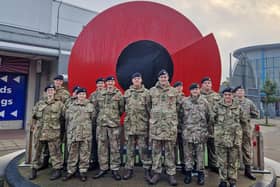 Cadet Lance Corporal Hanlon, Cadets Johnson, Palmer, Graham, Scott, Thomas, Little, Ward, Worsley and Newman, with Cadet Force adult volunteers Sergeant Instructor Thomas, Sergeant Instructor Kyle and Sergeant Instructor Flockton.