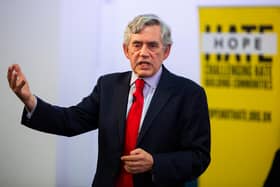 Former Prime Minister Gordon Brown at a rally in Glasgow (Photo by Duncan McGlynn/Getty Images)