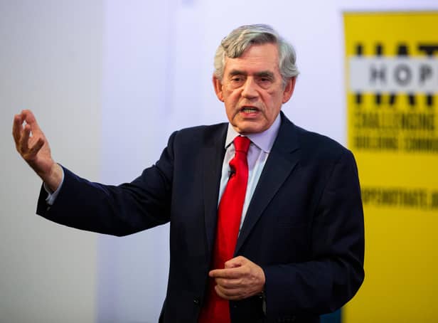 Former Prime Minister Gordon Brown at a rally in Glasgow (Photo by Duncan McGlynn/Getty Images)