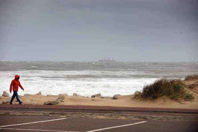 File picture: Strong winds and stormy seas at Sandhaven Beach