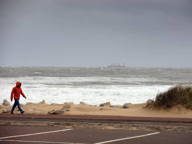 File picture: Strong winds and stormy seas at Sandhaven Beach