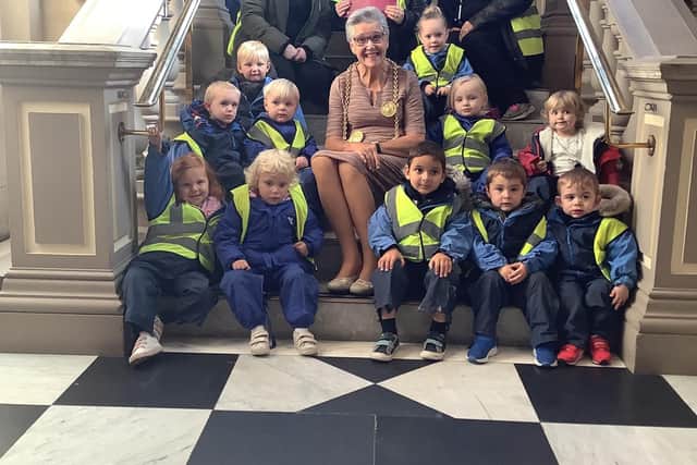 Nurserytime children with the Mayor, Cllr Pat Hay.