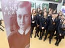 Year 9 pupils at Hebburn Comprehensive School who've been trained as tour guides to show groups around a mobile Holocaust exhibition.