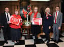 South Tyneside Council Councillors Tracey Dixon, Pat Hay, Joan Atkinson, Ernest Gibson and Adam Ellison with pledges for Show Racism the Red Card.