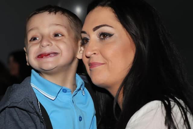 Bradley Lowery and his mum Gemma at his sixth birthday party.
