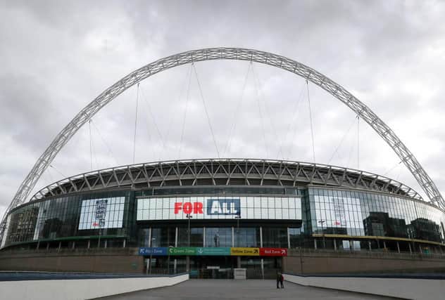 LONDON, ENGLAND - MARCH 14: General view outside Wembley Stadium on March 14, 2020 in London, England. (Photo by Catherine Ivill/Getty Images)