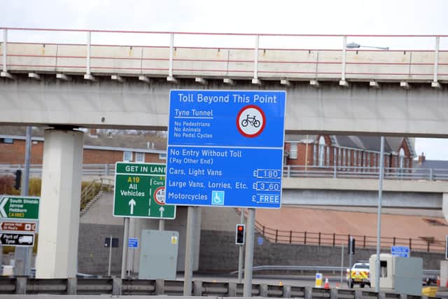 The northbound Tyne Tunnel entrance.