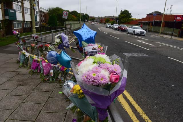 Floral tributes and balloons bearing messages have been left outside of the Can Can Bar in South Shields in memory of Steven Thompson.