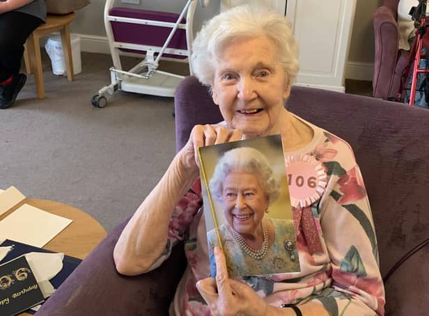 Sheila Cork with her letter from the Queen on her 106th birthday