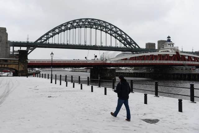 Snow settles on Newcastle Quayside (Photo by Gareth Copley/Getty Images)