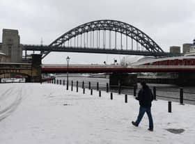 Snow settles on Newcastle Quayside (Photo by Gareth Copley/Getty Images)