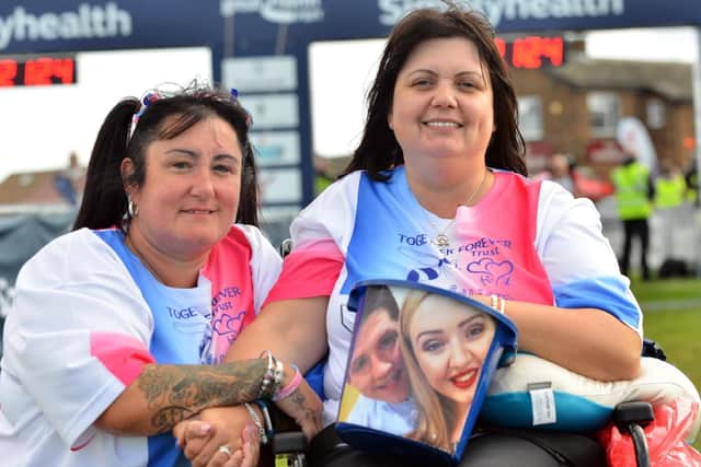 Caroline Curry, left, and Lisa Rutherford did the Great North Run 2018 to raise funds for the Chloe and Liam Together Forever Trust, named in memory of their son and daughter. 