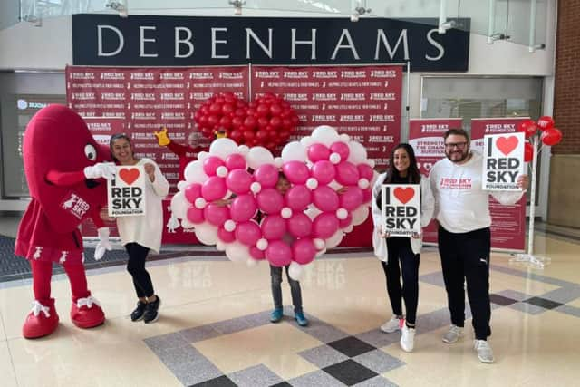 Red Sky Foundation supporters and mascot out in numbers at the Bridges shopping centre in Sunderland.