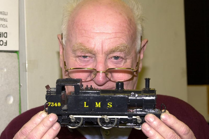 Did you go to the Festival of British Railway Modelling which took place at the Doncaster Racecourse Exhibition Centre in February in 2001? Our picture shows Peter walker, aged 70, of the Doncaster and District Model Railway Club.