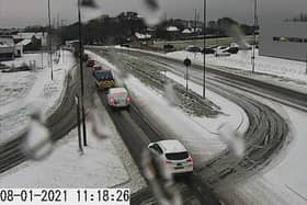 Traffic and snow on the A690. Picture by North East Traffic Cameras