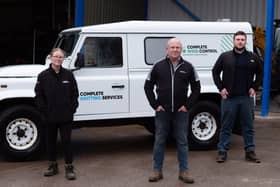 L-R grounds maintenance operative Emma Hayman, director Ian Hayman, site supervisor Lewis Bloomer