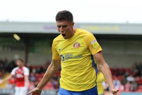 Ross Stewart celebrates his goal at Fleetwood