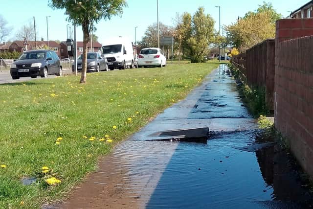 Pathways have been flooded with water from the burst mains in Whiteleas.
