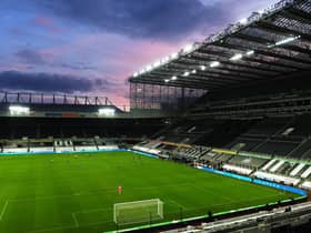 NEWCASTLE UPON TYNE, ENGLAND - JANUARY 03: General view of play during the Premier League match between Newcastle United and Leicester City at St. James Park on January 03, 2021 in Newcastle upon Tyne, England. The match will be played without fans, behind closed doors as a Covid-19 precaution. (Photo by Stu Forster/Getty Images)