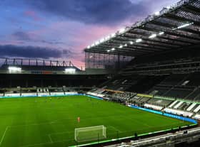 NEWCASTLE UPON TYNE, ENGLAND - JANUARY 03: General view of play during the Premier League match between Newcastle United and Leicester City at St. James Park on January 03, 2021 in Newcastle upon Tyne, England. The match will be played without fans, behind closed doors as a Covid-19 precaution. (Photo by Stu Forster/Getty Images)
