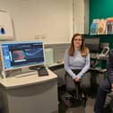 Specsavers North Shields optometrist Amy Gowling and Mick Gibbs.