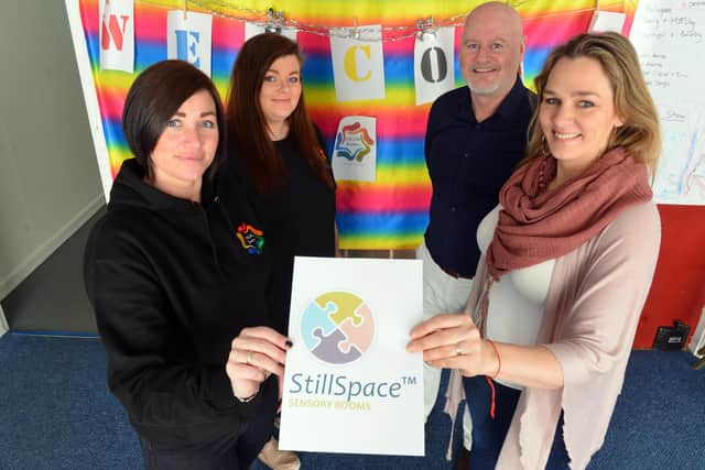 (From left) Lynsey Baxter, Nichola Winthrop from Odd Socks are launching a new initiative with Derek and Lise Barkas.