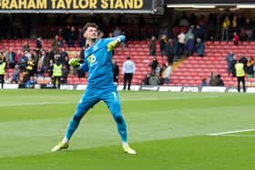 James Trafford celebrates the win over Watford. Photo: Kelvin Lister-Stuttard