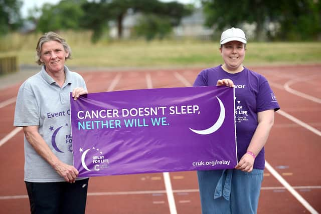 Relay for Life organiser Ann Walsh with brain tumour survivor Lily Slater ahead of the event at Monkton Stadium.