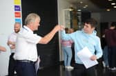 Harton Academy Sixth Form student Jack Johnston with executive head teacher Sir Ken Gibson.