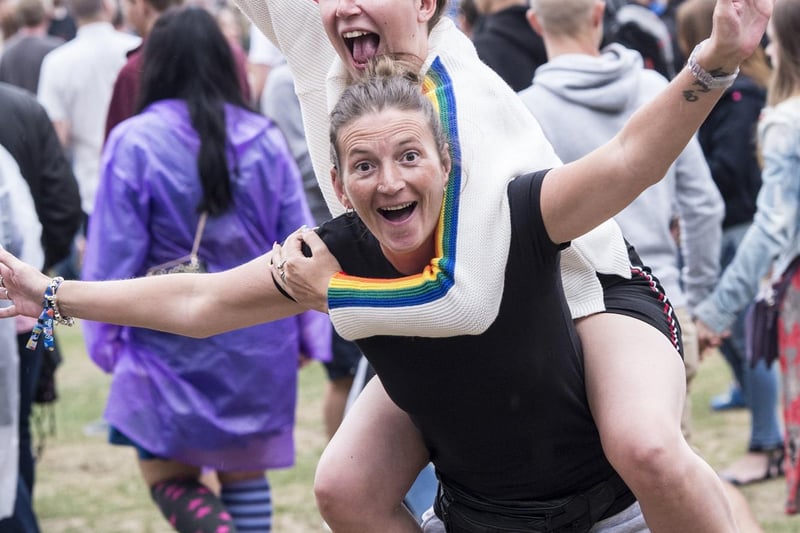Leanne Charles and Sophie Carrington get into the party mood at Tramlines 2018 in Hillsborough Park
