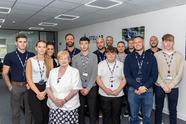 The team at Stellar Engineering with Cllr Margaret Meling.