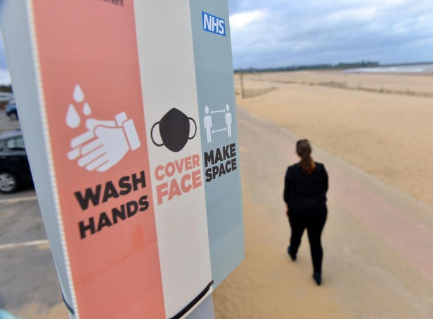 One year on from the first national covid lockdown at Sandhaven Beach, South Shields.