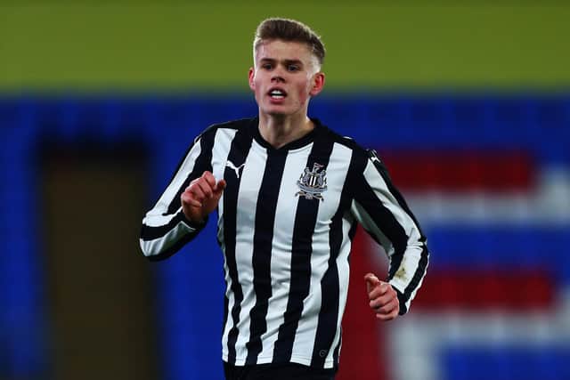Lewis Cass in FA Youth Cup action for Newcastle United.