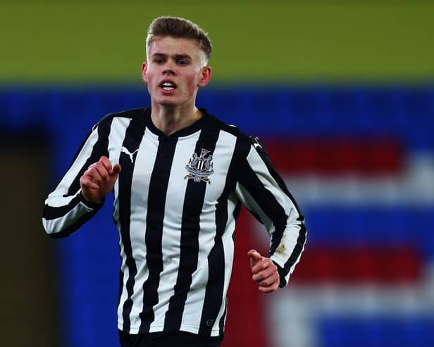 Lewis Cass in FA Youth Cup action for Newcastle United.