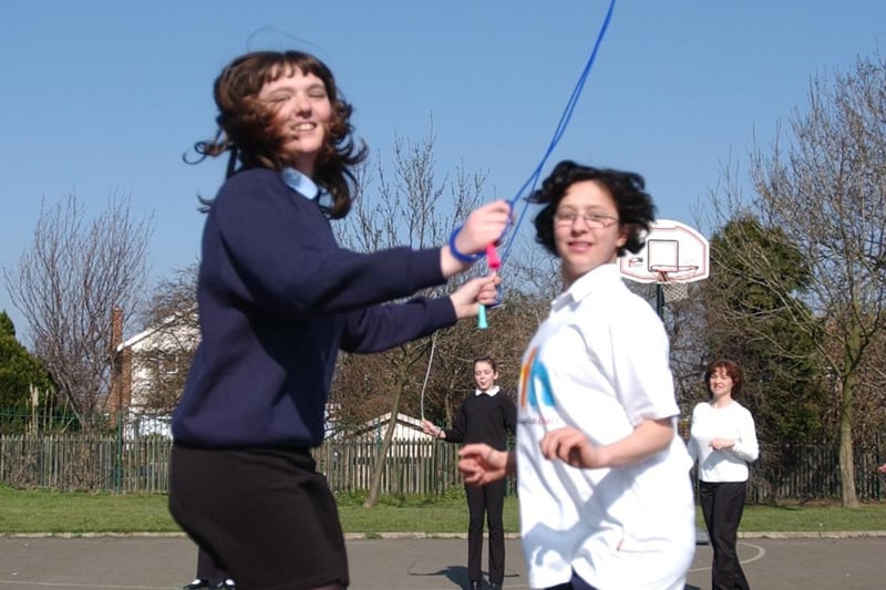 Lisa Hubbert-Clark and Sophie Marshall enjoy a skipping session in 2003 but who can tell us more about the event?