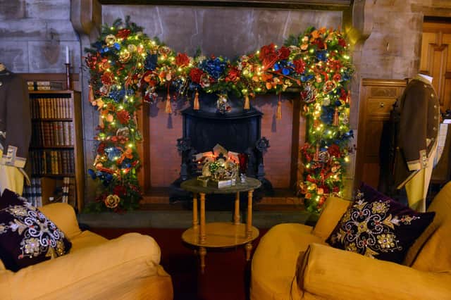 Mantel pieces have been dressed throughout the castle