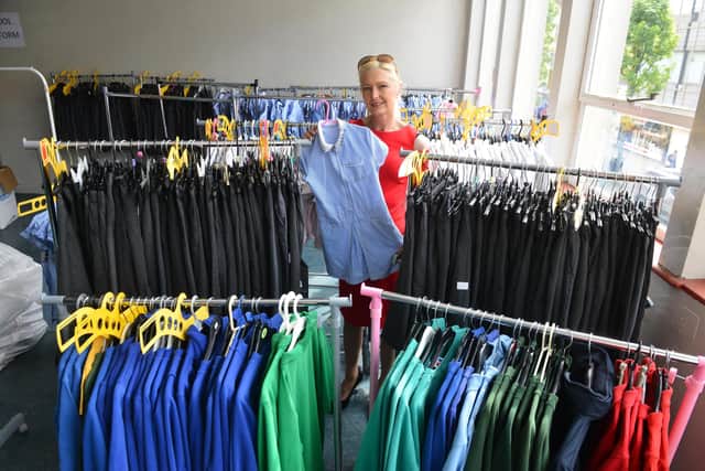 Founder Freema Chambers inside the new Community School Clothing Scheme store in South Shields.