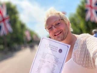 Richie Smith with his Platinum Champion certificate from the Duchess of Cornwall.