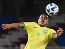 Brazil's Vitor Roque heads the ball during the South American U-20 championship first round football match against Brazil at the Pascual Guerrero Stadium in Cali, Colombia, on January 23, 2023. (Photo by JOAQUIN SARMIENTO / AFP) (Photo by JOAQUIN SARMIENTO/AFP via Getty Images)