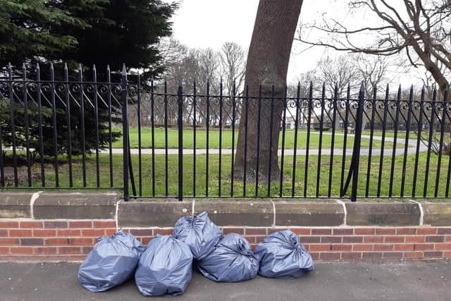 Rubbish awaiting collection from North Marine Park.