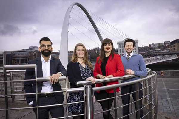 Pictured are, from the left, Sahil Nayyar, Director at Cavu Corporate Finance, Sara Worsick, Associate Solicitor at Muckle, Louise Richley, MD of Beyond Digital Solutions and Josh Campbell, Solicitor at Muckle. Photo by Mike Smith Photography