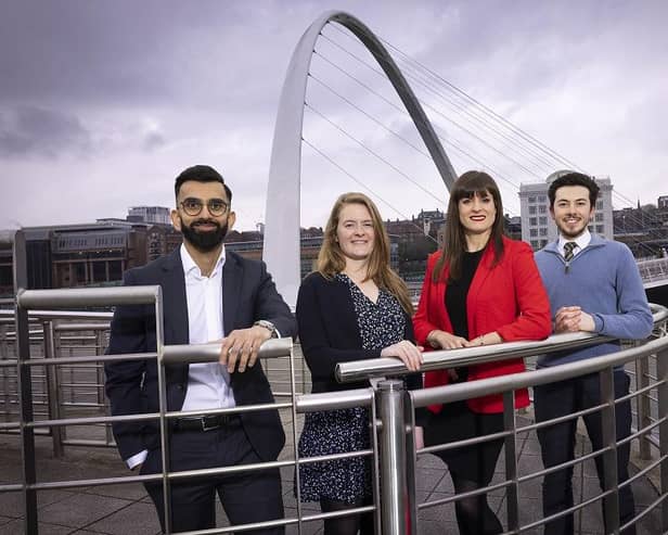 Pictured are, from the left, Sahil Nayyar, Director at Cavu Corporate Finance, Sara Worsick, Associate Solicitor at Muckle, Louise Richley, MD of Beyond Digital Solutions and Josh Campbell, Solicitor at Muckle. Photo by Mike Smith Photography