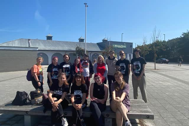 The group of National Citizen Service youngsters with South Shields MP Emma Lewell-Buck at the start of their walk to Seaburn for Hospitality and Hope food bank.