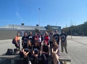 The group of National Citizen Service youngsters with South Shields MP Emma Lewell-Buck at the start of their walk to Seaburn for Hospitality and Hope food bank.