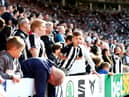 NEWCASTLE UPON TYNE, ENGLAND - AUGUST 28: Newcastle United fans react during the Premier League match between Newcastle United  and  Southampton at St. James Park on August 28, 2021 in Newcastle upon Tyne, England. (Photo by George Wood/Getty Images)